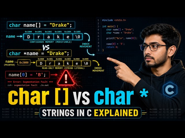 char[ ] , char *, Pointers & String Storage Explained Simple