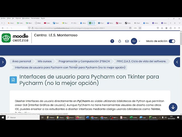 Creación de interfaces de usuario con Tkinter y Pycharm Python 2BACH PYC 2BACH IES Monterroso