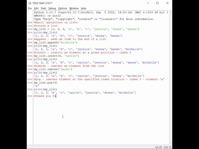 Basic operations on Python lists