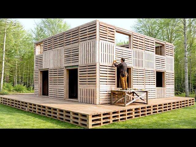 Man Builds a 2-Story House From FREE Pallets in the Mountains | Start to Finish by @SteepintheWoods