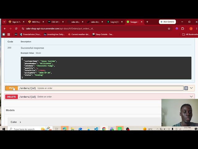 W03 Part 1 Cake Shop REST API CRUD Operations with Mongoose