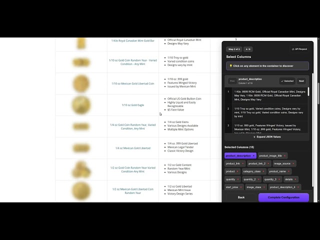 How to Scrape Precious Metals Prices from goldprice.org with Minexa.ai