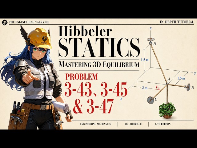 Hibbeler Statics:Mastering 3D Equilibrium Concurrent Force Systems Explained(Problem 3-43/3-45&3-47)