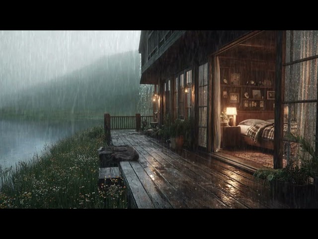 Rainfall by the Lakeside Cabin | Gentle Rain Sounds for Deep Sleep