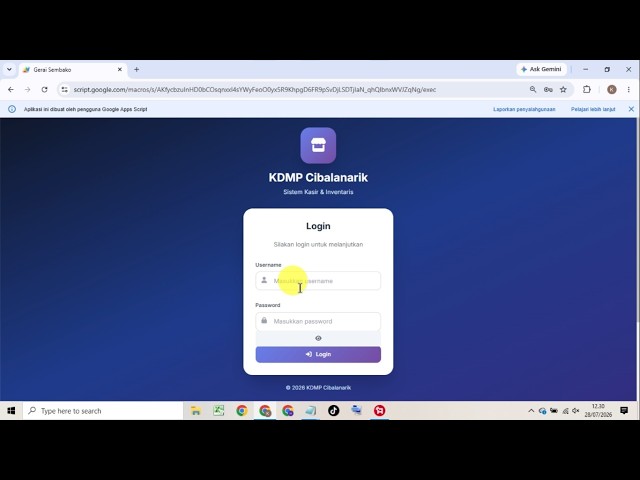 Aplikasi Gerai Sembako KDMP / Warung kelontongan ,disertai pembuatan barcode dengan Web Apps script