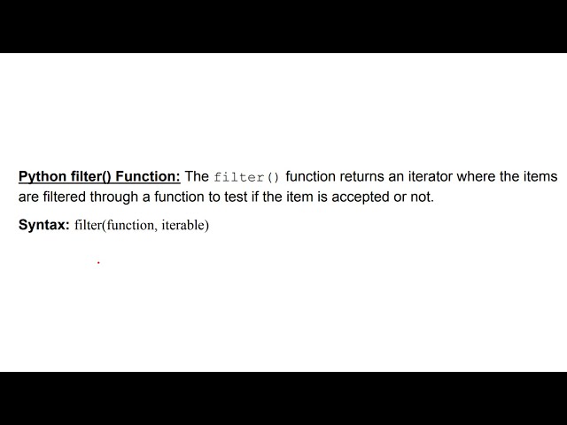 23 Python filter() Function