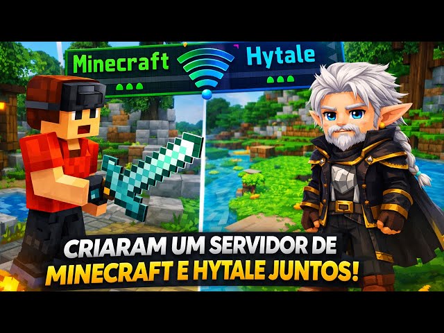 🔥 MINECRAFT (Java E Bedrock) + HYTALE NO MESMO SERVIDOR! Essa criação TA INSANO!