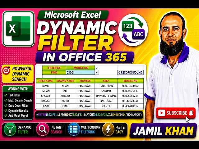 Dynamic Filter in Office 365 | Search by any Column with Filter Function