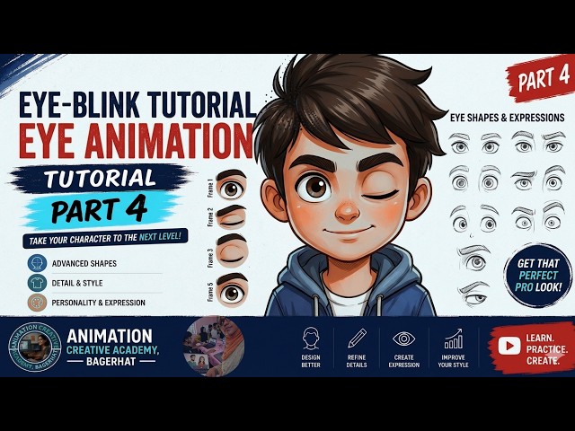 Eye Blink & Body Animation Tutorial in Adobe Animate CC,  Part 4 |Bangla