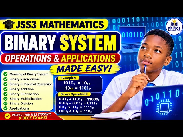 BINARY SYSTEM MADE EASY! 🔥 | JSS3 Mathematics: Operations & Applications Explained