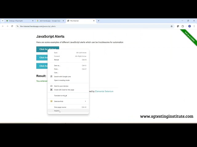 Playwright Javascript | Alerts - Handling alert(), confirm(), prompt() dialogs