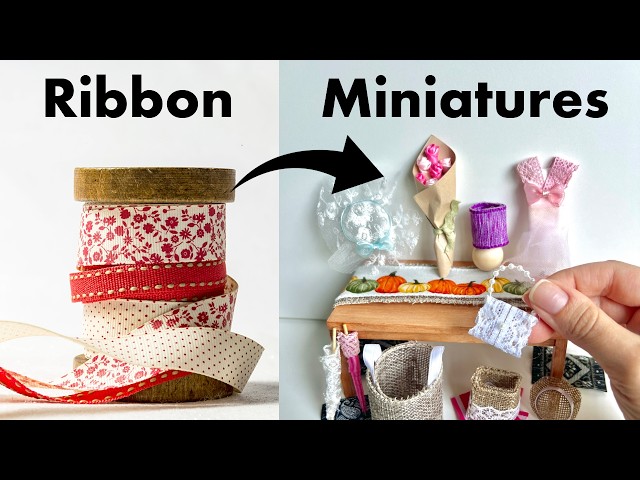 14 Dollhouse Miniatures You Can Make With Ribbon 🎀 EASY DIY Miniatures