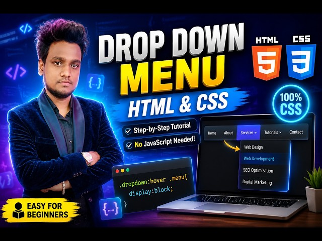How To Make Drop Down Menu Using HTML And CSS | Step-by-Step Web Development Tutorial for Beginners