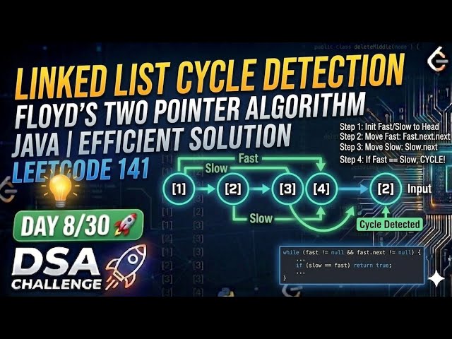 LeetCode : 141 | Linked List Cycle 💡 | Day 8/30 Challenge