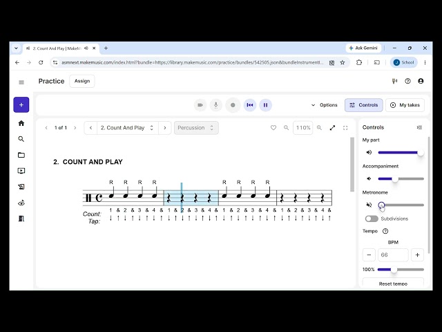 (Snare Drum) Exercise 2 (Count and Play) - Essential Elements Book 1