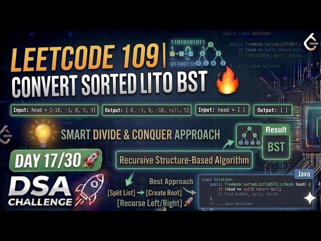 LeetCode 109 | Convert Sorted List to Binary Search Tree | Day 17/30 🚀 Java Solution