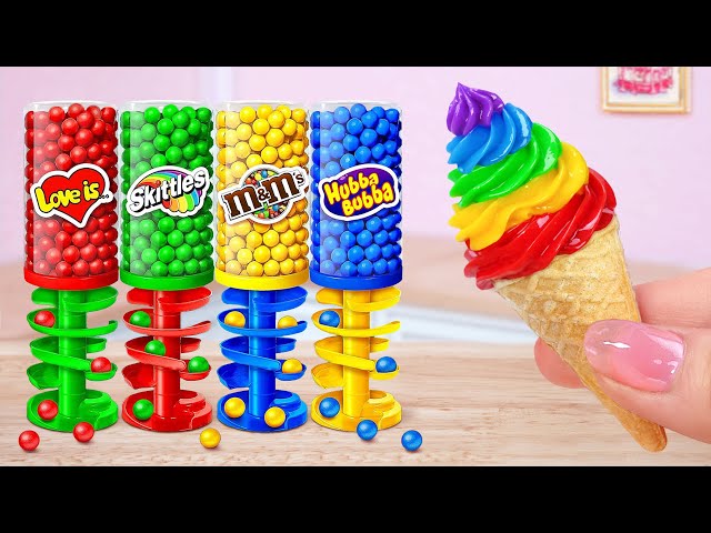 Rainbow M&M Ice Cream 🌈 The Most Colorful Miniature Chocolate Ice Cream 😲Mini Cakes Making