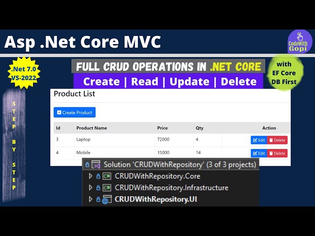 🚀 Full CRUD Operations in ASP.NET Core MVC with Entity Framework Core & Repository Pattern
