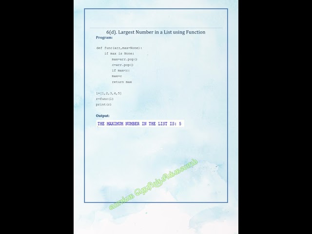 Find the Largest Number in a List Using Function | GE3171 Python Programming Lab #shorts #python