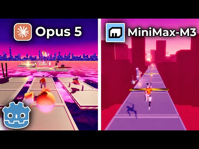 Claude Opus 5 vs MiniMax-M3 Create an AMAZING 3D Godot Game