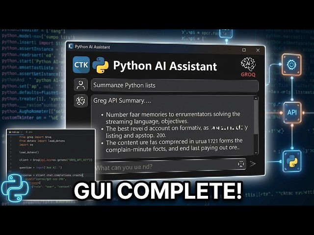 Build Your Own AI Assistant Desktop GUI in Python (CustomTkinter & Groq API) - Part 2