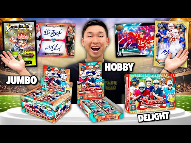 CRAZY NEW 2026 BOWMAN FOOTBALL HAS ARRIVED! 😱🔥 2026 Topps Bowman NFL/NCAA Hobby/Jumbo/Delight Review