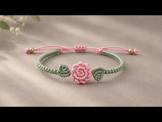 Craft a Beautiful Rose Bracelet with Simple Macrame 🌸