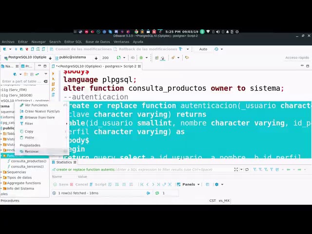 Reel BD código DDL, DML, DCL, SQL y PLpgSQL