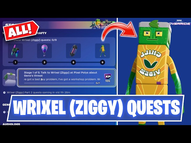 How to Complete Wrixel (Ziggy) Questline - Part 1: Get Crafty | Fortnite Season 4 Storyline