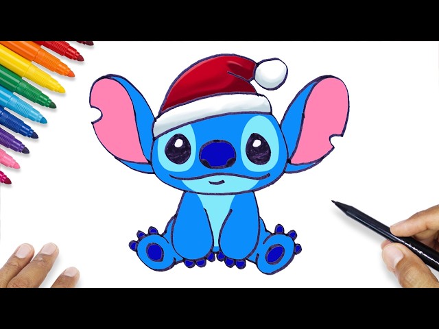 STITCH DRAWING TUTORIAL | HOW TO DRAW STITCH STEP BY STEP EASY CHRISTMAS