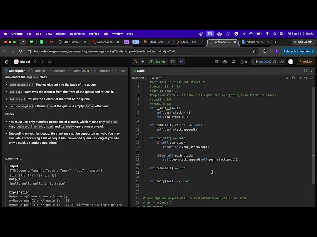 lc 232) implement queue using stacks