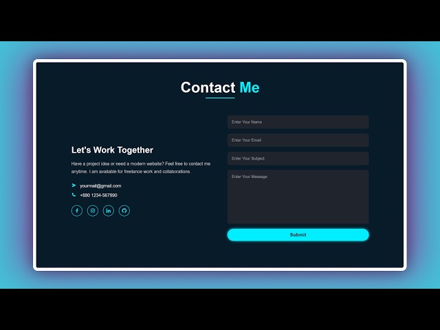 Portfolio Website Design Using HTML CSS & JavaScript | Part 6 - Contact Section | #DM007