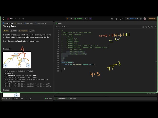 Microsoft's Most Asked Question 2021   Count Good Nodes in a Binary Tree   Leetcode 1448   Java