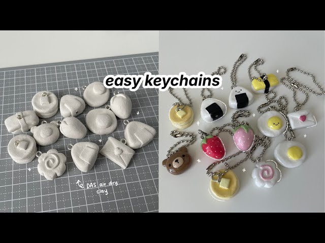 How to Make Easy Air Dry Clay Keychains (for beginners)