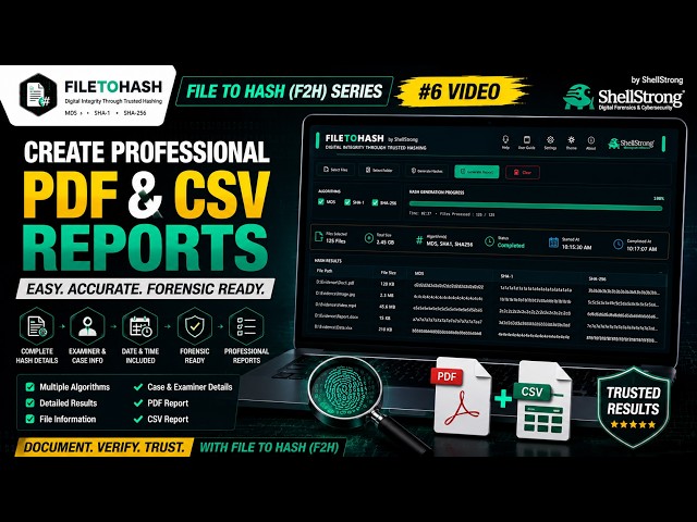#6 How to Generate Hash Value Report in PDF & CSV | File To Hash (F2H) | #cybersecurity