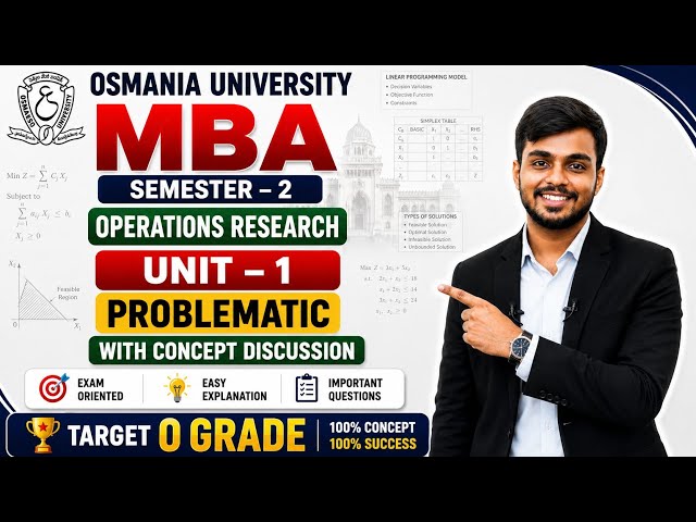 OPERATIONS RESEARCH (OR) | UNIT-1 COMPLETE PROBLEMS | O.U MBA SEMESTER-2@santhoshbachuwar2987