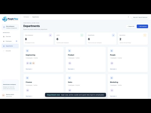 🚀 Excited to share my latest project — PeopleFlow | Employee Management System