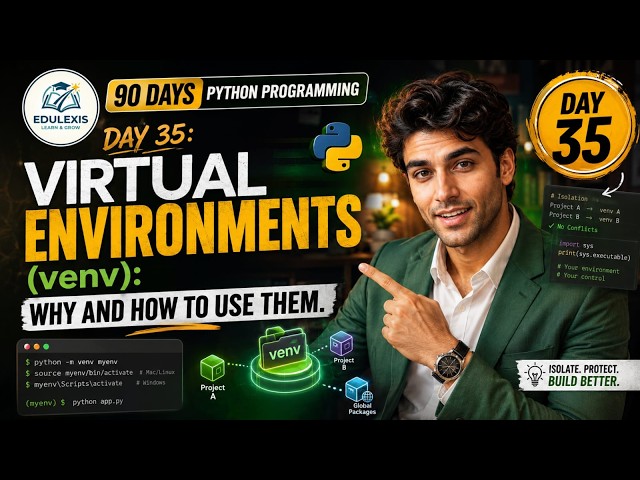 Day 35: Python Virtual Environments (venv) | Complete Beginner Guide | Edulexis | 90 Days of Python|