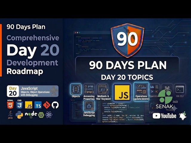 🔥Day 20 - 90 Days Full Stack Plan | JavaScript Objects, Object Operations & Browser Navigator APIs 🚀