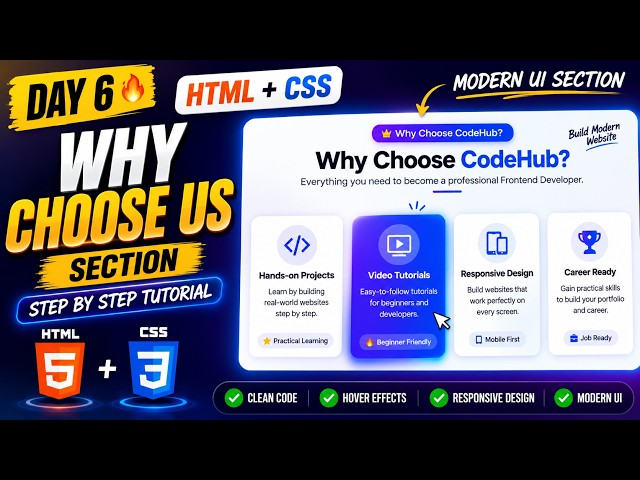 Build Why Choose Us Section with HTML & CSS | Responsive Website Tutorial | Day 6