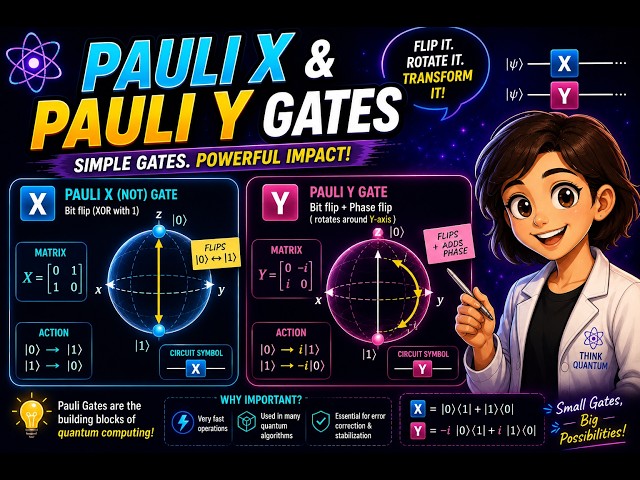 Lecture 6# Pauli-X & Pauli-Y Gates Visualized on the Bloch Sphere | Quantum Computing