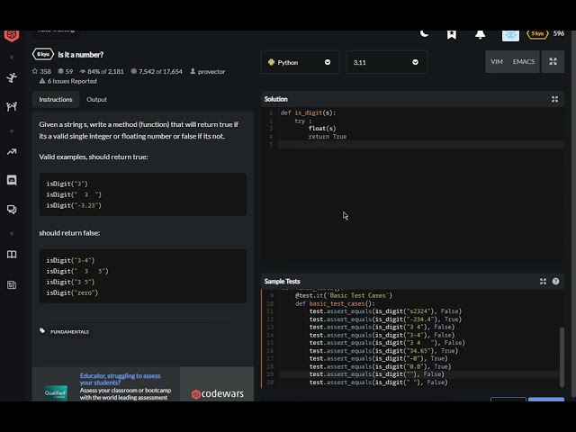 codewars python Is it a number