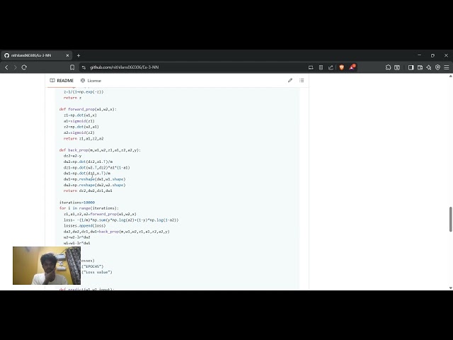 Implementation of a Multi Layered Perceptron for classification using Python