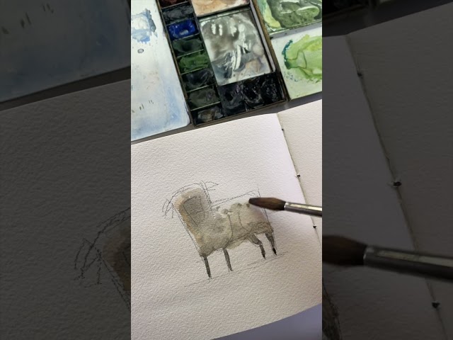 Day 21  Easy! Paint a sheep in #watercolor #24shortsofdecember  #art