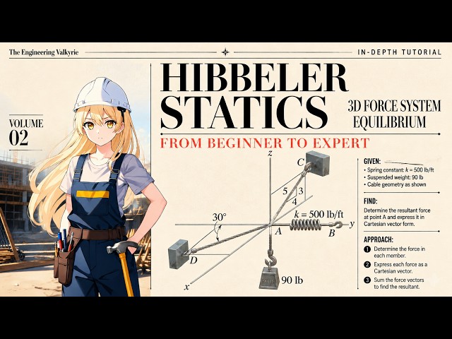 Hibbeler Statics – 3D Force System Equilibrium:From Beginner to Expert