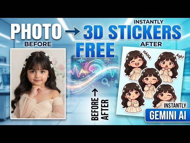 Turn Any Photo into 3D Cartoon Stickers with Gemini AI | Easy AI Image Editing Tutorial