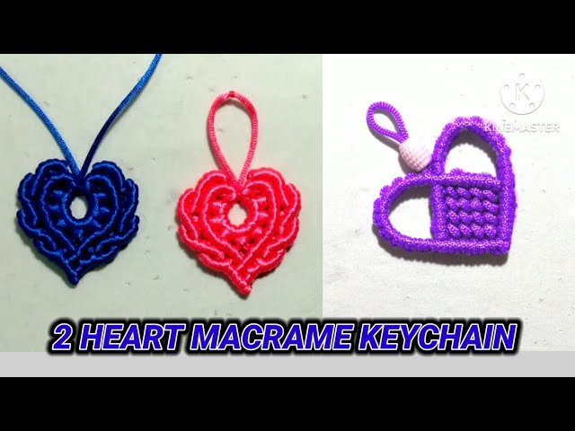 2 HEART MACRAME KEYCHAIN TUTORIAL, CARA MEMBUAT GANTUNGAN KUNCI HATI 
