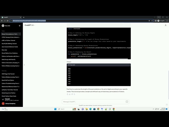 find binary permutations in python
