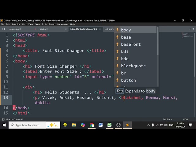 Live Font Size Changer Program Using HTML & JavaScript By Nitin Sir  #nitin_sir #sdi