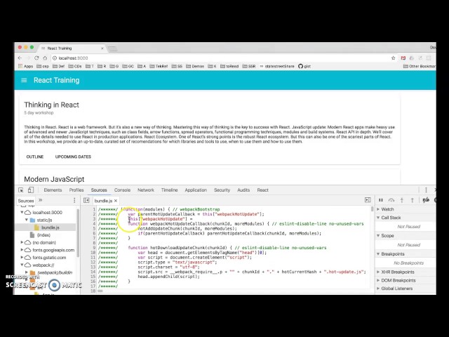 Step Debugging React code in Chrome